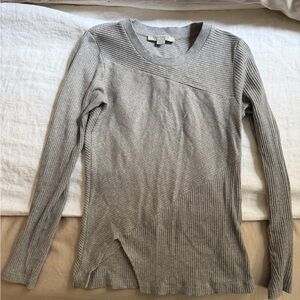 All Saints Gray Ribbed Long Sleeve Top